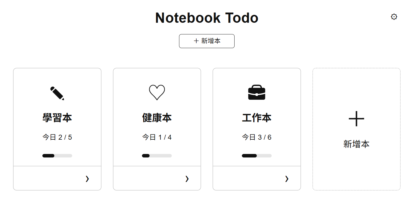Notebook Todo 待辦事項網站畫面